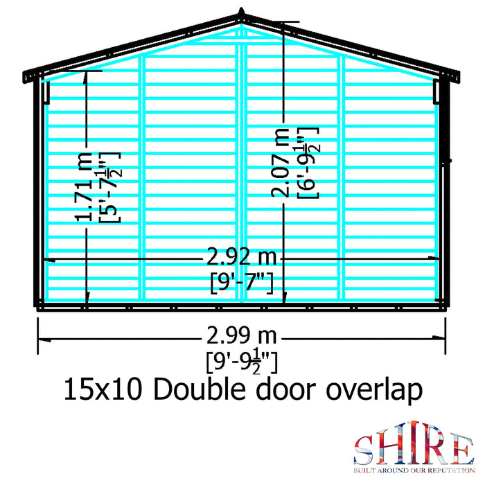 Shire Overlap 15ft x 10ft Workshop Shed with Double Doors