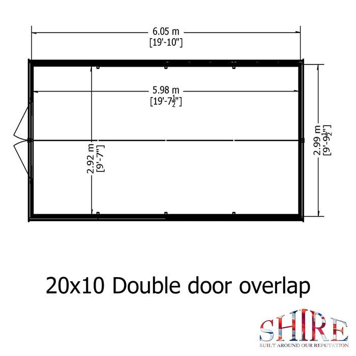 Shire Overlap 20ft x 10ft Workshop Shed with Double Doors