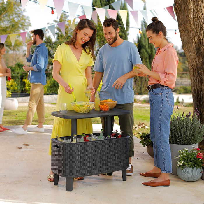 Keter Bevy Bar Cool Box Garden Table - Anthracite - 60L