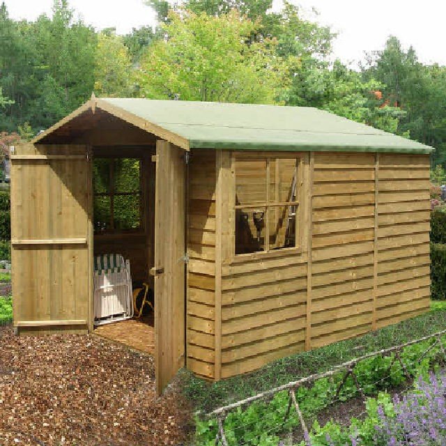 Shire Overlap 10ft x 7ft Apex Garden Shed with Double Doors