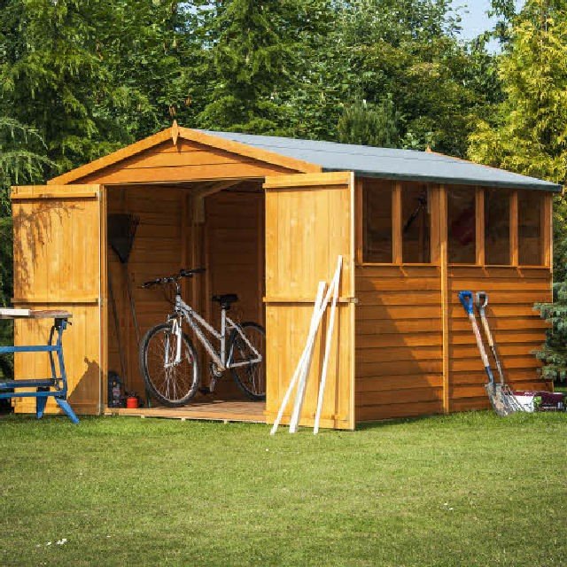 Shire Overlap 10ft x 8ft Apex Garden Shed with Double Doors