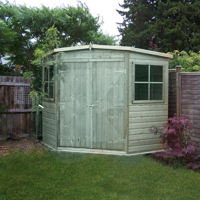 Shire 7ft x 7ft Corner Pressure Treated Shed