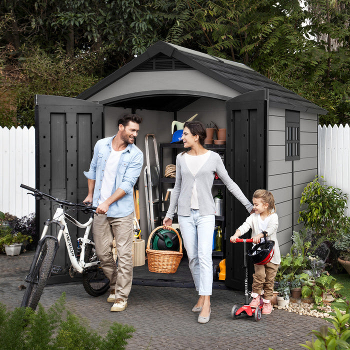 Keter Premier Apex Garden Shed 7.5ft x 9ft- Grey