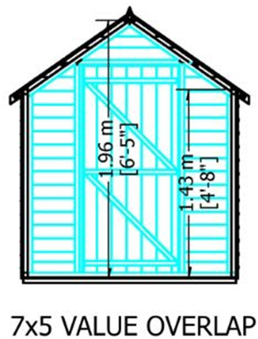 Shire Value Overlap 7ft x 5ft Shed - Windowless