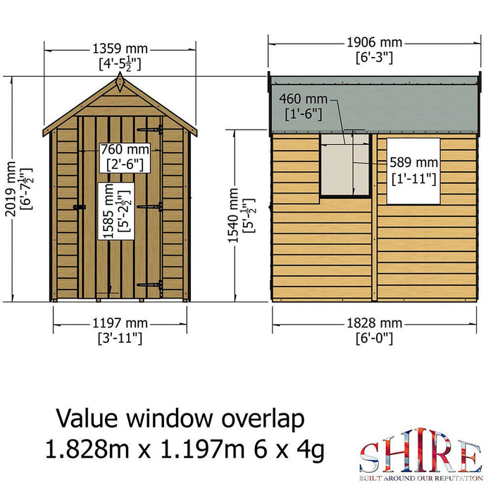 Shire Value Overlap 6ft x 4ft Shed