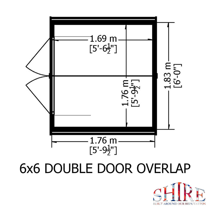 Shire Overlap 6ft x 6ft Windowless Shed with Double Doors