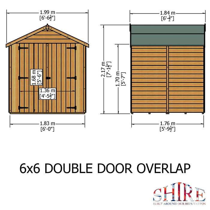 Shire Overlap 6ft x 6ft Windowless Shed with Double Doors