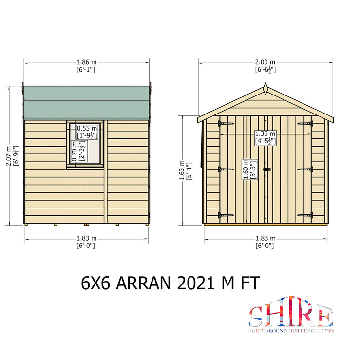 Shire Arran 6ft x 6ft Apex Shed