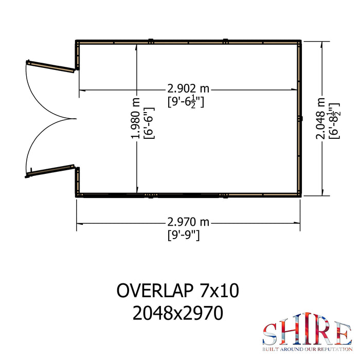 Shire Overlap 10ft x 7ft Apex Garden Shed with Double Doors