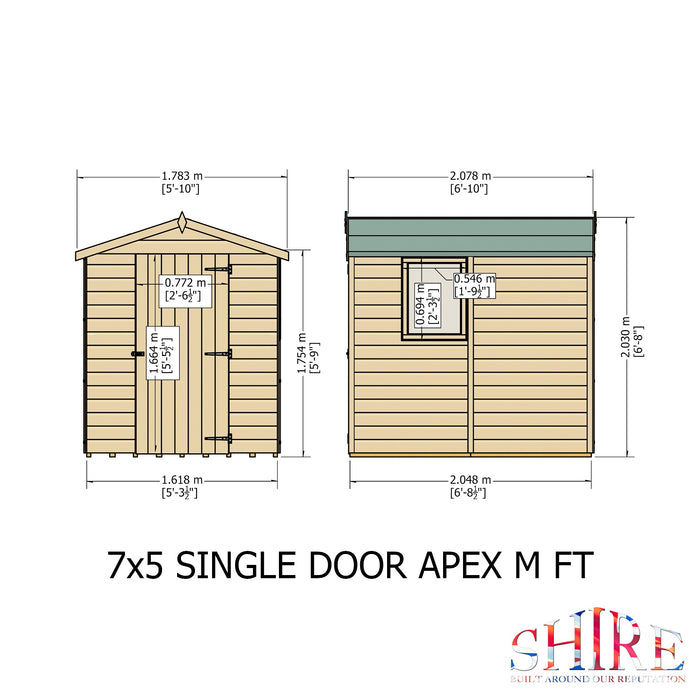 Shire Shiplap 7ft x 5ft Apex Garden Shed