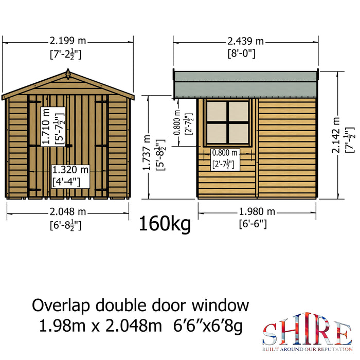 Shire Overlap 7ft x 7ft Shed with Double Doors