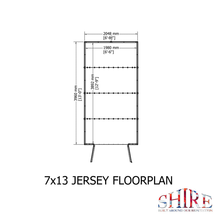 Shire Jersey 13ft x 7ft Pressure Treated Apex Shed