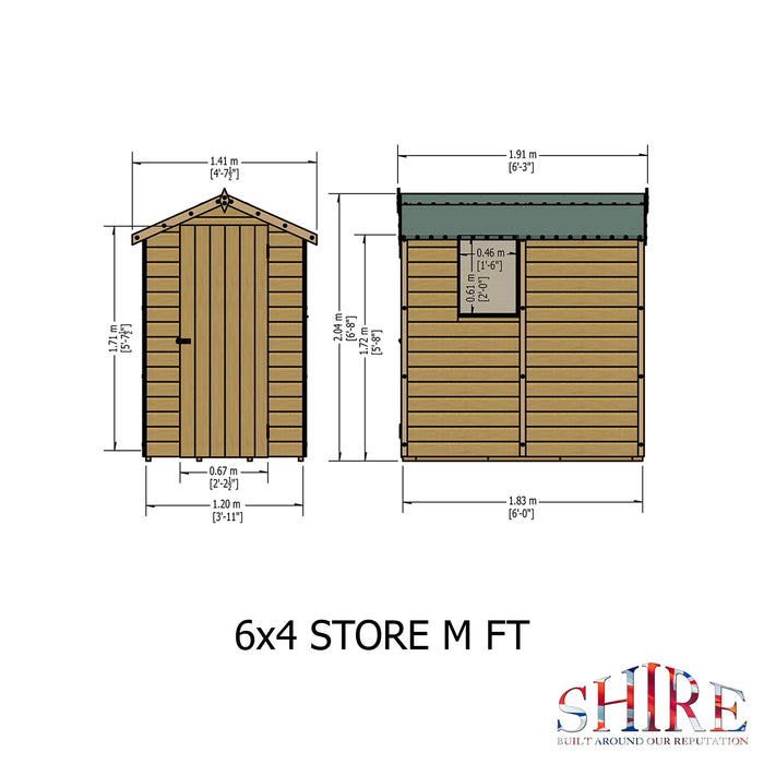 Shire Shetland 6ft x 4ft Shed - Pressure Treated