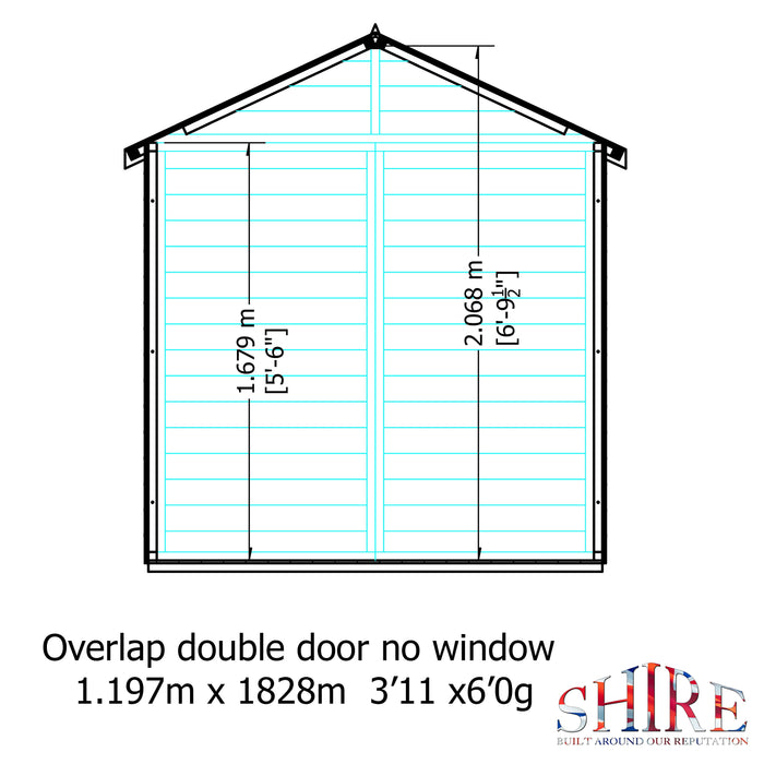 Shire Overlap 4ft x 6ft Pressure Treated Shed - Windowless