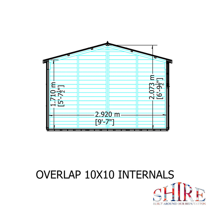 Shire Overlap 10ft x 10ft Workshop Shed with Double Doors