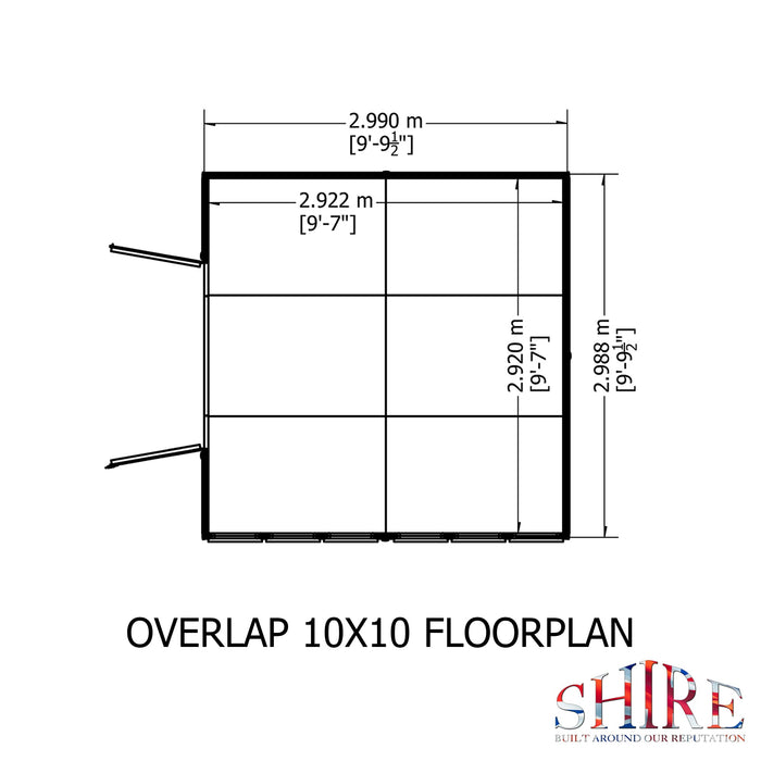 Shire Overlap 10ft x 10ft Workshop Shed with Double Doors