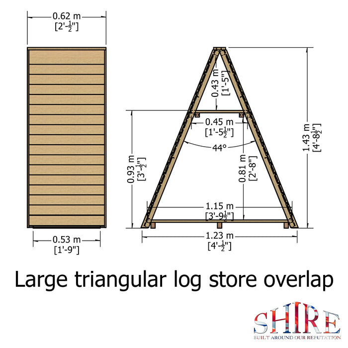 Shire Large 4ft x 2ft Triangular Log Store - Pressure Treated