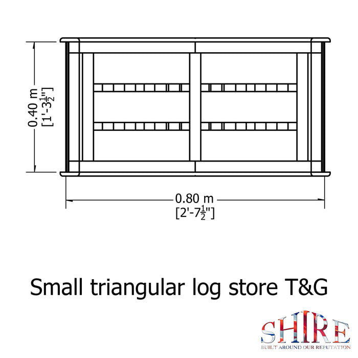 Shire Tongue & Groove 3ft x 2ft Small Triangular Log Store - Pressure Treated