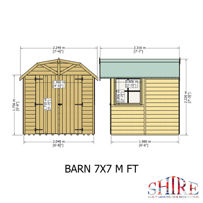 Shire Shiplap 7ftb x 7ft Barn Shed