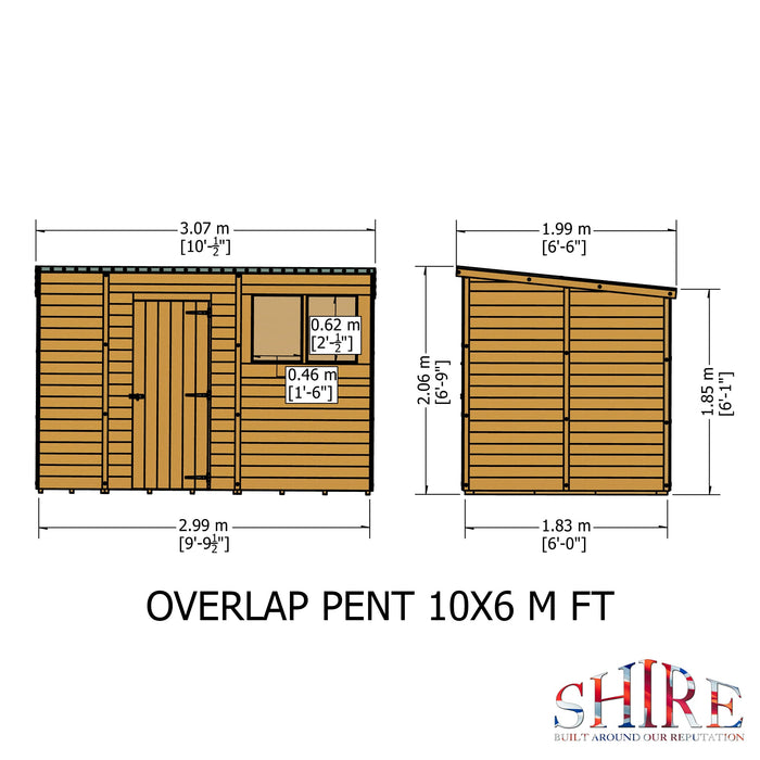 Shire Overlap 10ft x 6ft Pent Shed