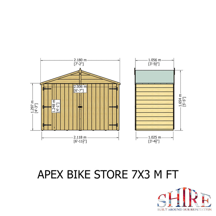 Shire Shiplap 3ft x 7ft Bike Storage - With Floor