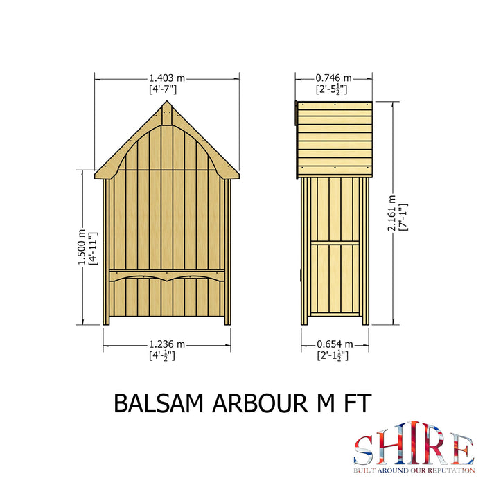 Shire Balsam Arbour 2ft x 4ft - Pressure Treated