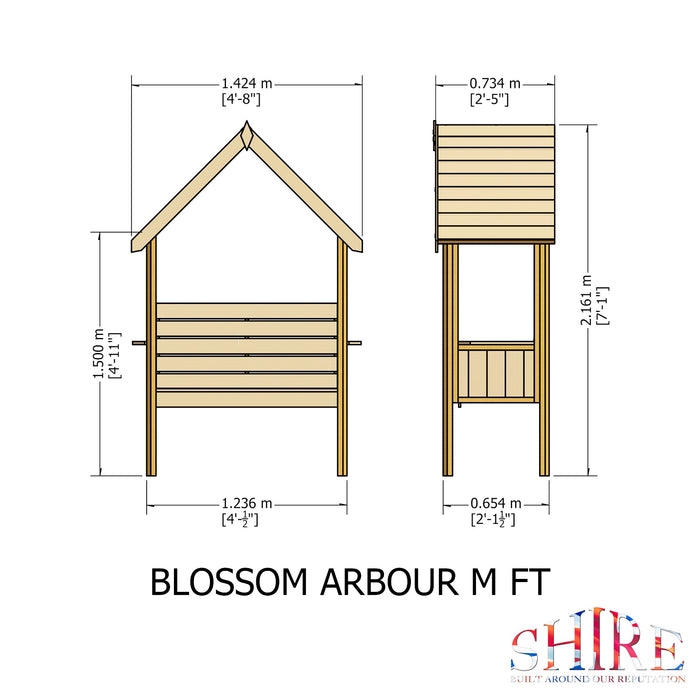 Shire Blossom Arbour 2ft x 4ft - Pressure Treated