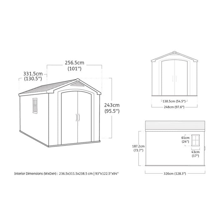 Keter Factor Apex Garden Shed 8ft x 11ft - Beige