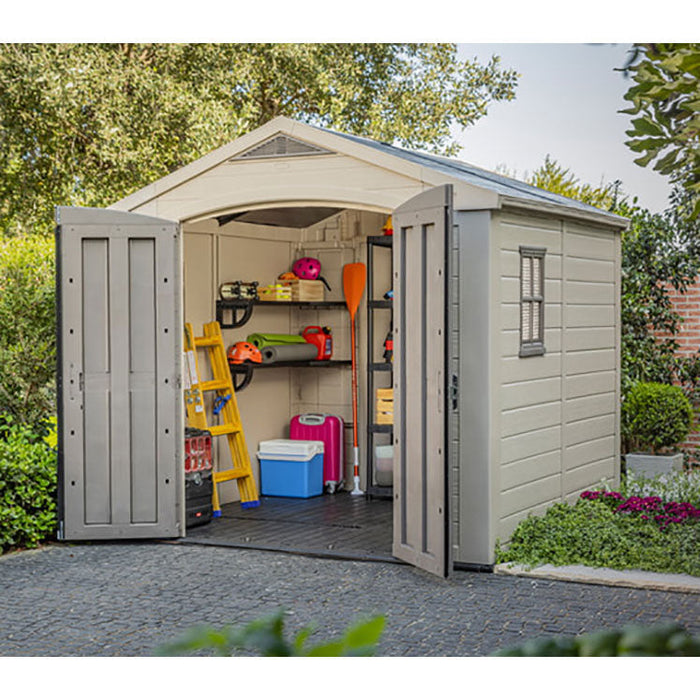 Keter Factor Apex Garden Shed 8ft x 8ft - Beige