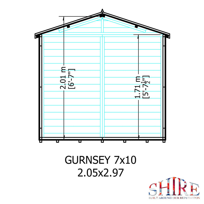 Shire Guernsey 10ft x 7ft Pressure Treated Apex Shed