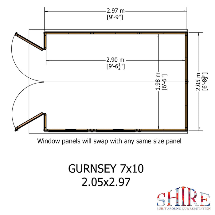 Shire Guernsey 10ft x 7ft Pressure Treated Apex Shed