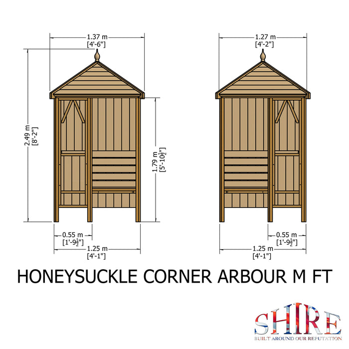 Shire Honeysuckle Corner Arbour 4ft x 4ft - Pressure Treated