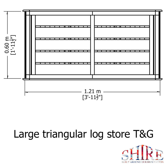 Shire Large Tongue and Groove  4ft x 2ft Triangular Log Store - Pressure Treated