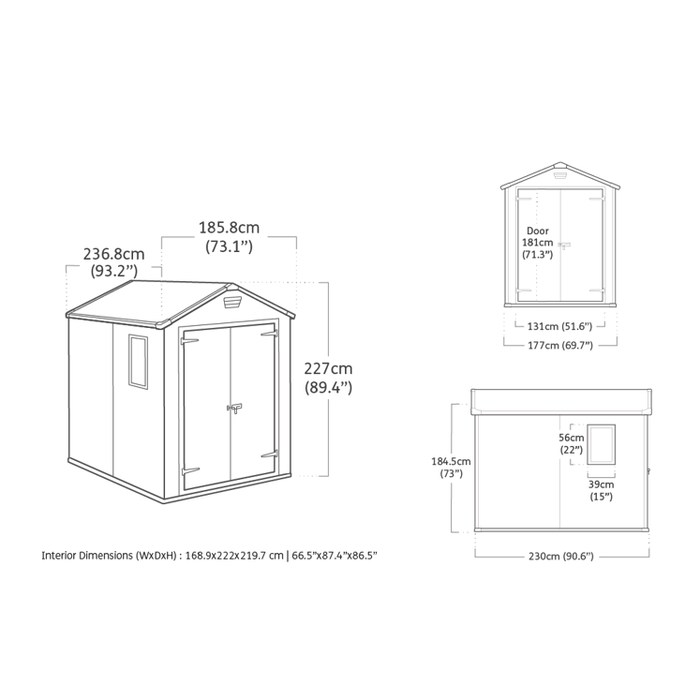 Keter Manor Apex Garden Shed 6ft x 8ft - Grey