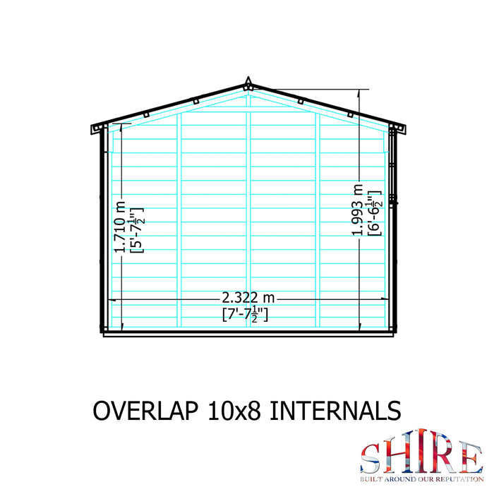 Shire Overlap 10ft x 8ft Apex Garden Shed with Double Doors