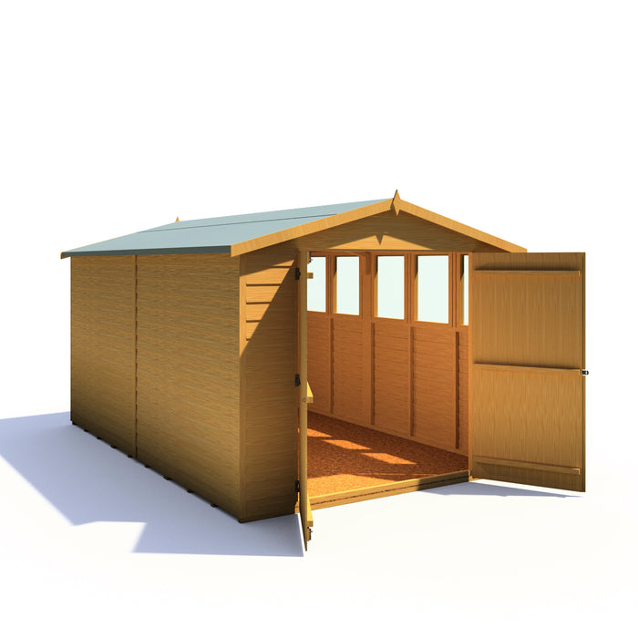 Shire Overlap 12ft x 8ft Apex Garden Shed with Double Doors