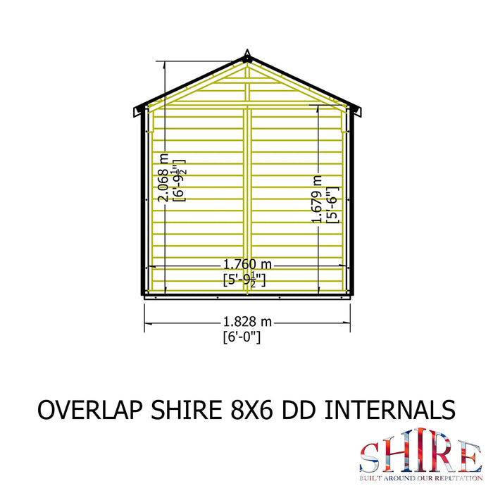 Shire Overlap 8ft x 6ft Windowless Shed with Double Doors