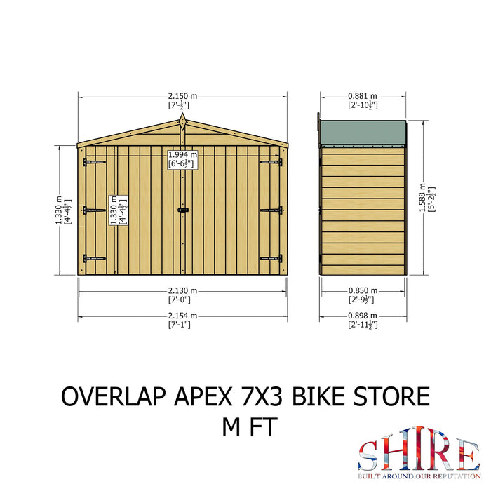 Shire Overlap 7ft x 3ft Apex Bike Store