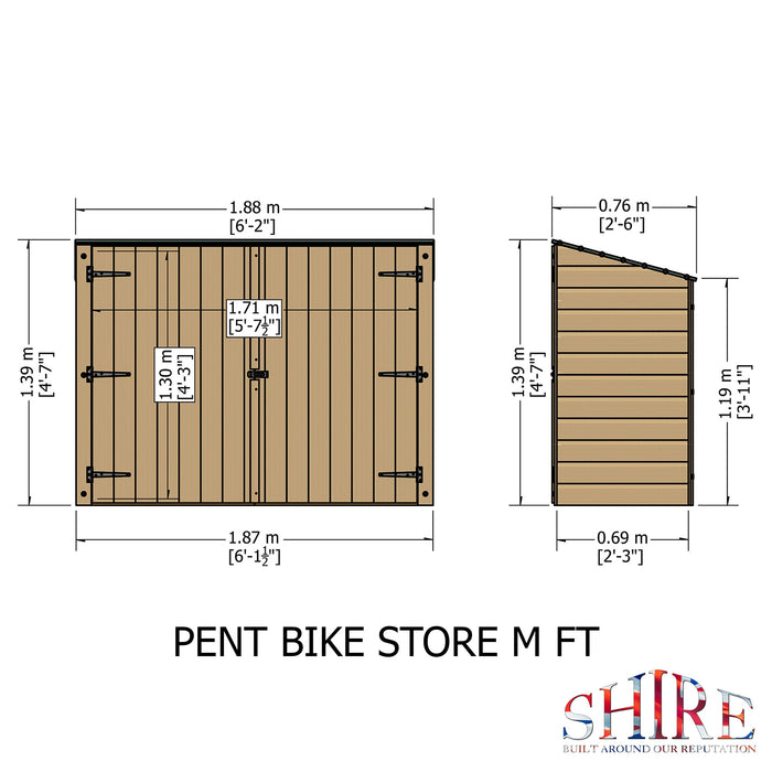 Shire Shiplap 2ft 6 x 6ft Pent Bike Store (no floor)