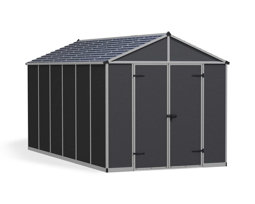 Palram Canopia Rubicon 8 ft. x 15 ft. Shed With Floor - Dark Grey Panels