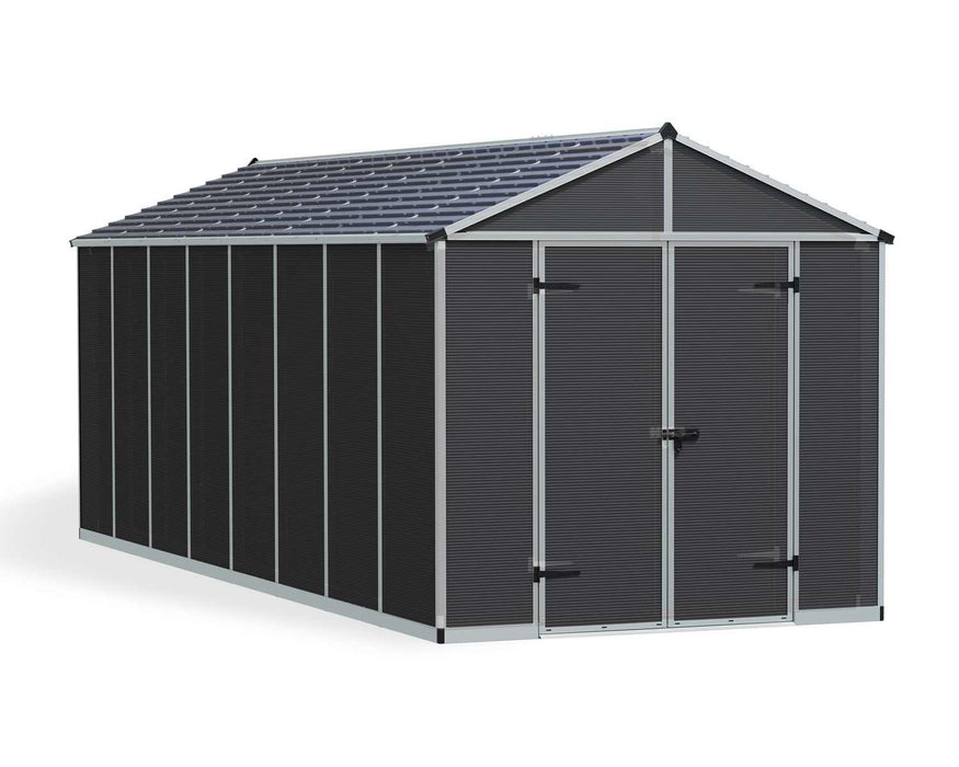 Palram Canopia Rubicon 8 ft. x 20 ft. Shed With Floor - Dark Grey Panels