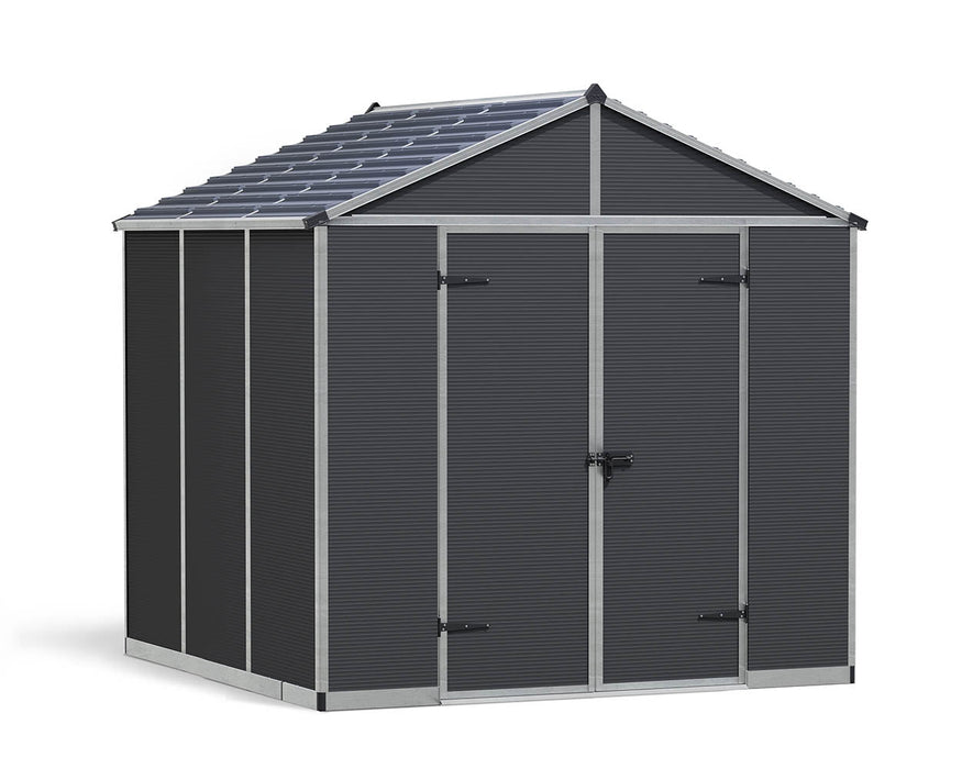 Palram Canopia Rubicon 8 ft. x 8 ft. Shed With Floor - Dark Grey Panels