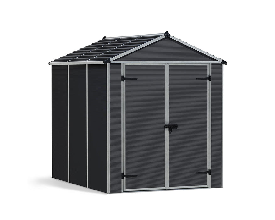 Palram Canopia Rubicon 6 ft. x 8 ft. Shed With Floor - Dark Grey Panels