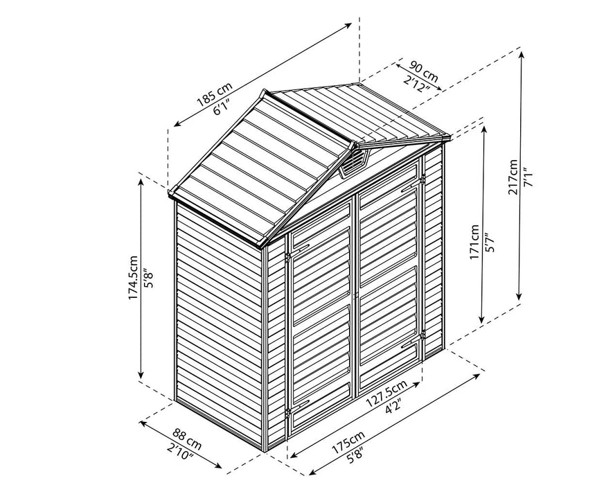 Palram Canopia Skylight 6 ft. x 3 ft. Shed Kit - Dark Grey