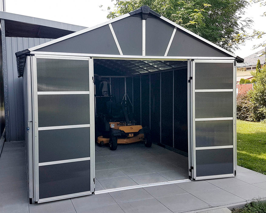 Palram Canopia Yukon 11 ft. x 17.2 ft. Shed Kit Without Floor - Dark Grey