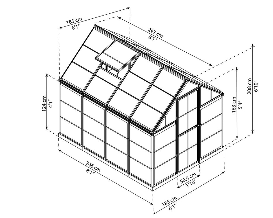 Palram Canopia Harmony 6 ft. x 8 ft. Greenhouse - Grey