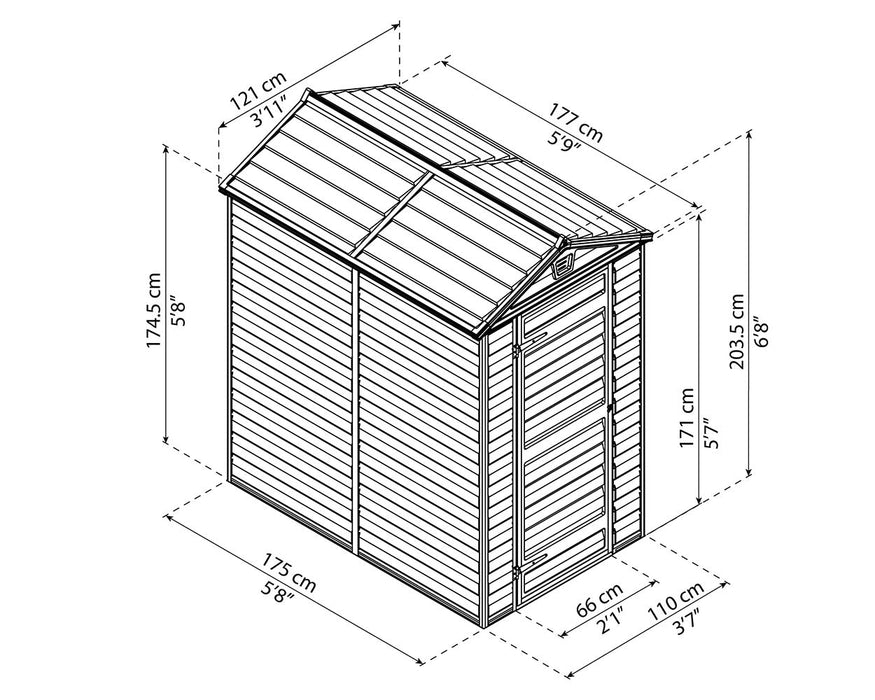 Palram Canopia - Skylight 4ft x 6ft Shed Kit - Midnight Grey