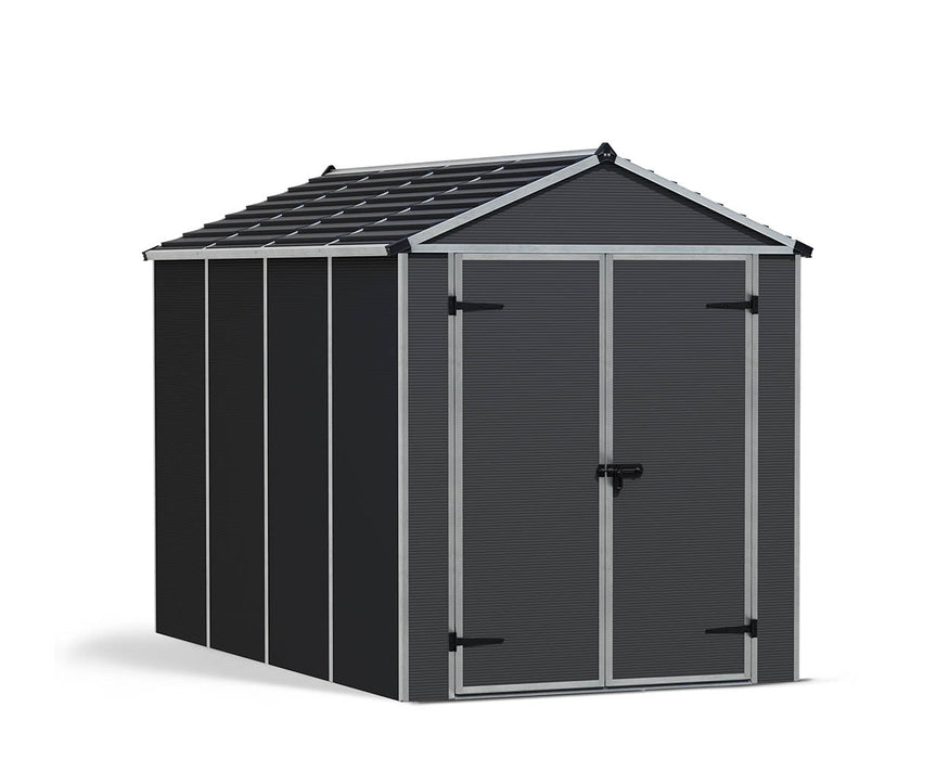 Palram Canopia Rubicon 6 ft. x 10 ft. Shed With Floor - Dark Grey Panels