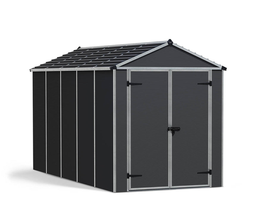 Palram Canopia Rubicon 6 ft. x 12 ft. Shed With Floor - Dark Grey Panels