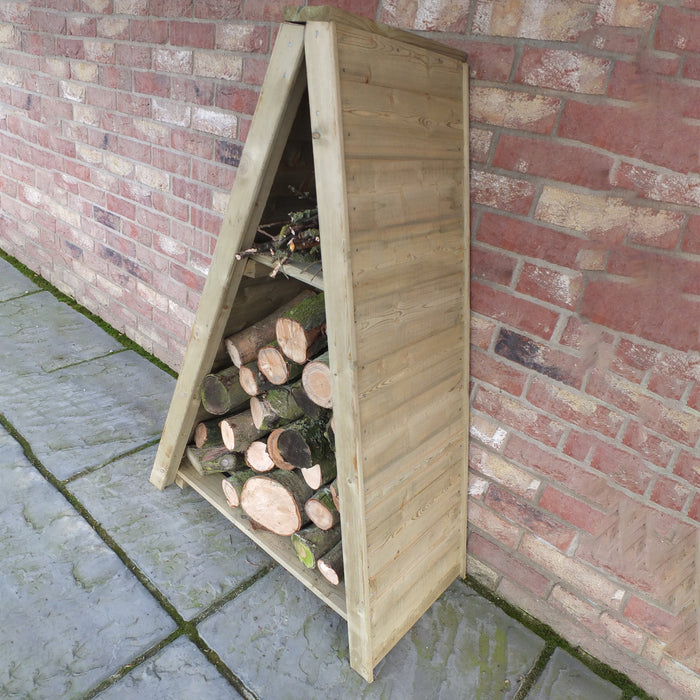 Shire Tongue & Groove 3ft x 2ft Small Triangular Log Store - Pressure Treated